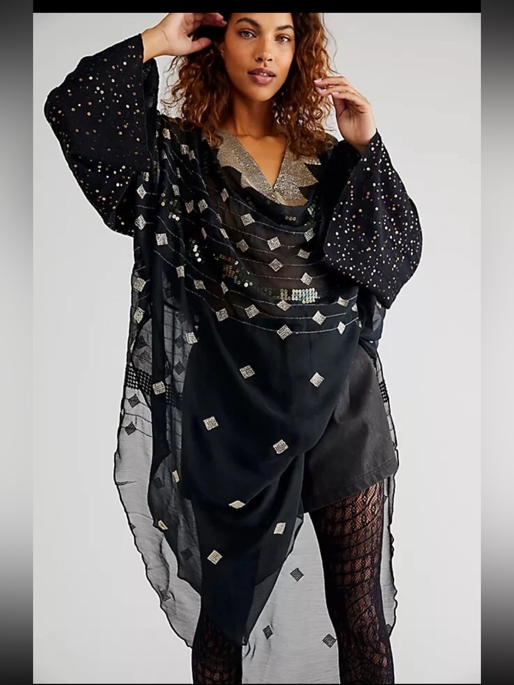 You're A Star Tunic - Free People Size Small  Black Gold